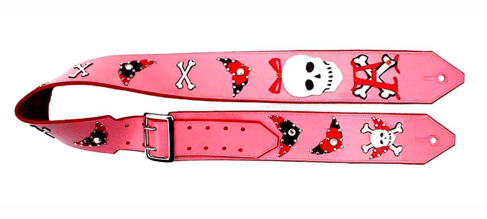 pink skull custom guitar strap