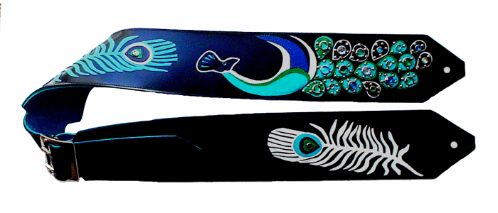 "Albino Peacock" guitar strap